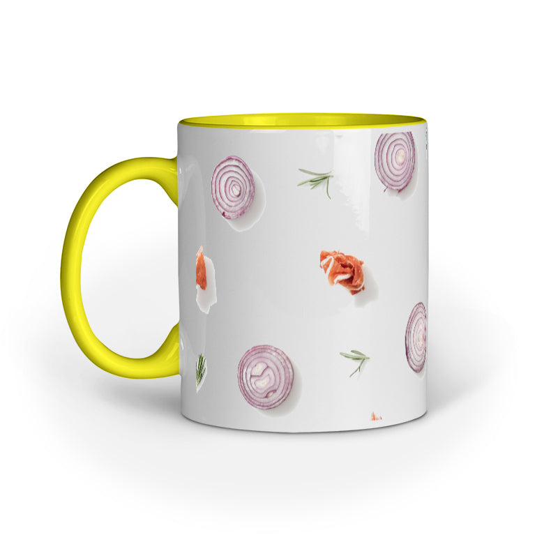 Floral Fusion: Abstract Onion Rings and Flowers Printed Mugs