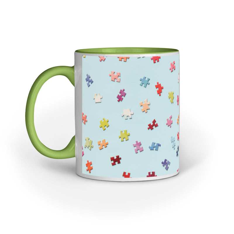 Jigsaw Puzzle Pieces: Abstract Design Printed Mugs