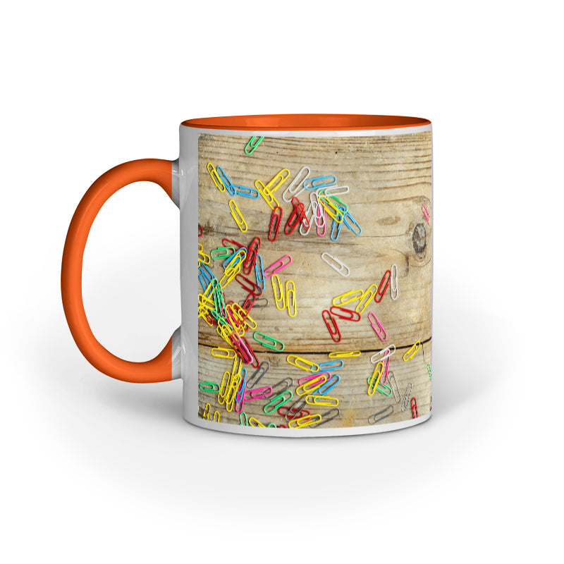 Abstract Paper Clips: Colorful Design Printed Mugs