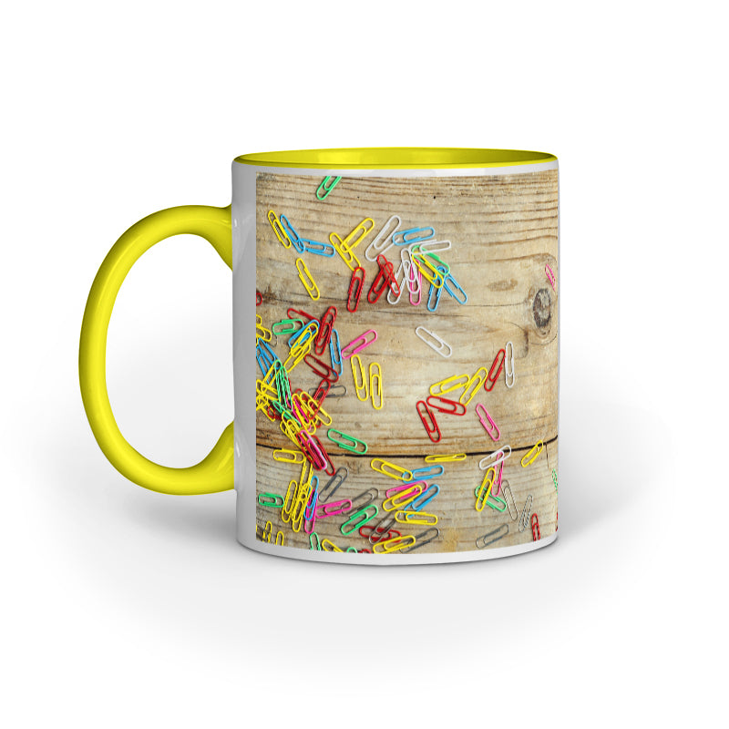 Abstract Paper Clips: Colorful Design Printed Mugs