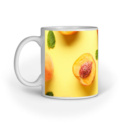 Abstract Peach Fruit Design Printed Mug: Fresh and Artistic