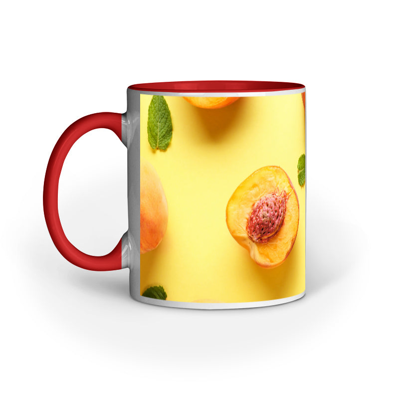 Abstract Peach Fruit Design Printed Mug: Fresh and Artistic