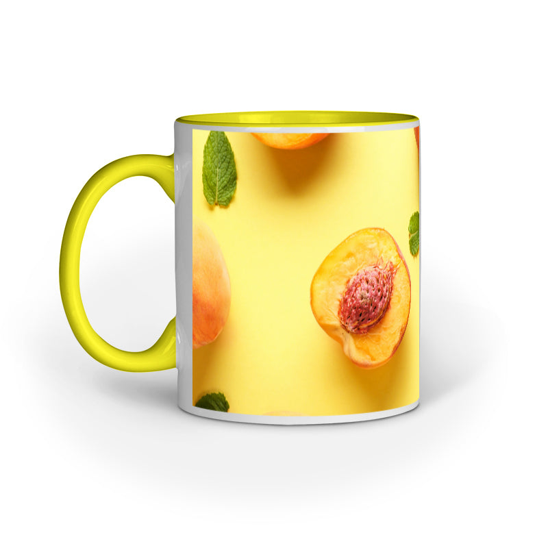 Abstract Peach Fruit Design Printed Mug: Fresh and Artistic