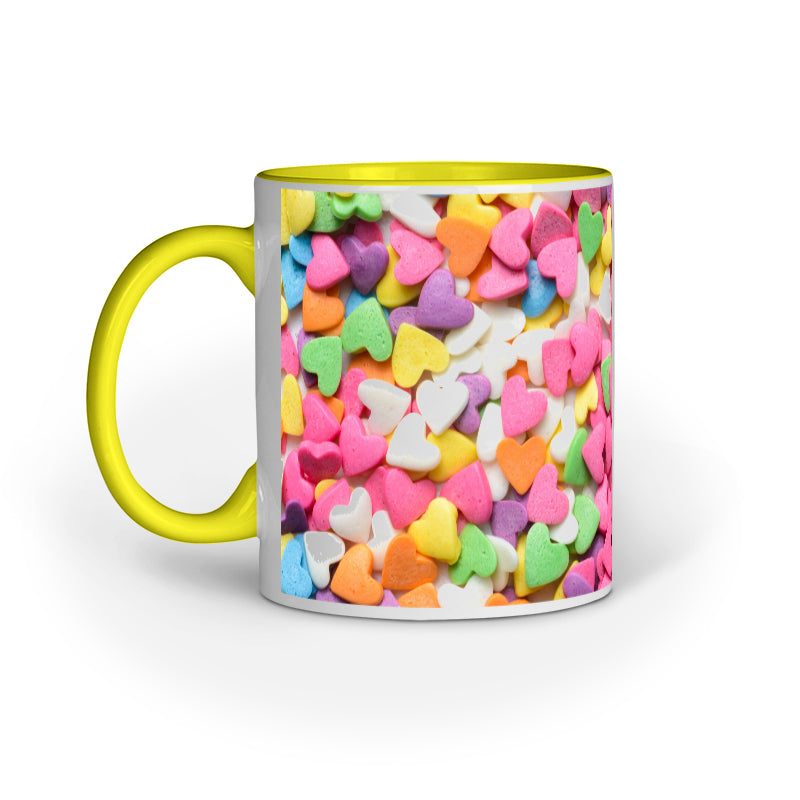 Abstract Heart Beads Design Printed Mug: Love in Every Sip