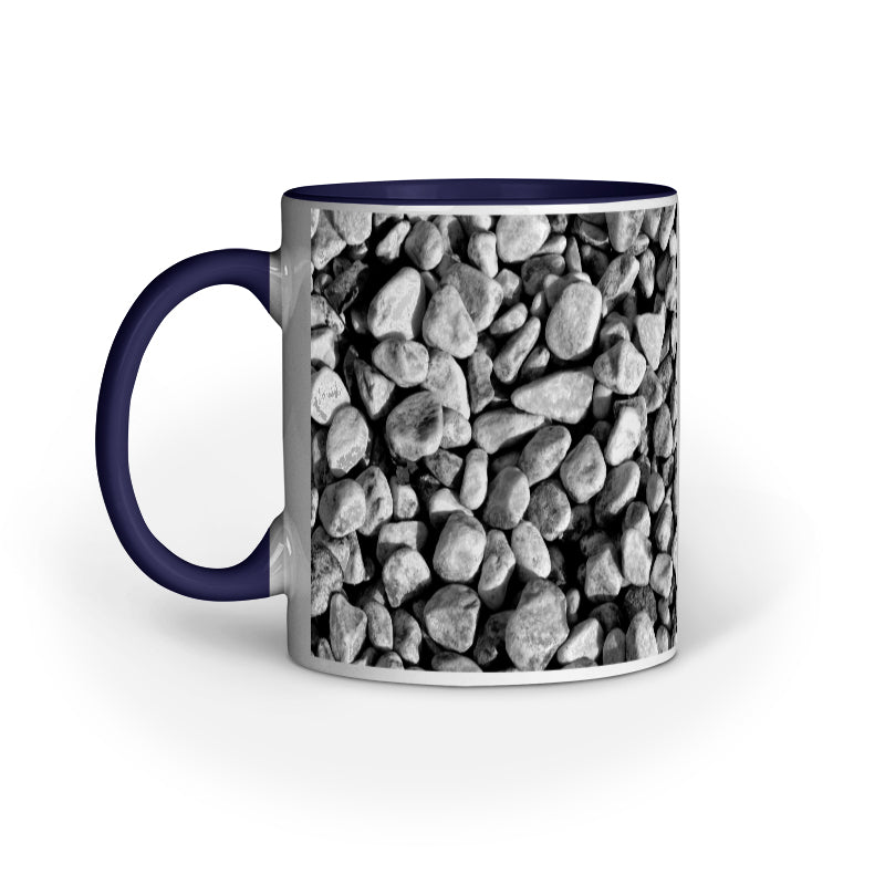 Abstract Black Rocks Design Printed Mug: Nature's Elegance
