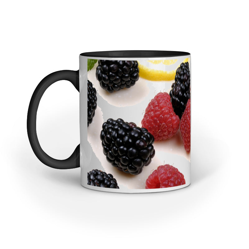 Vibrant Berries and Lemons Design Printed Mug: Refreshing Abstract Charm