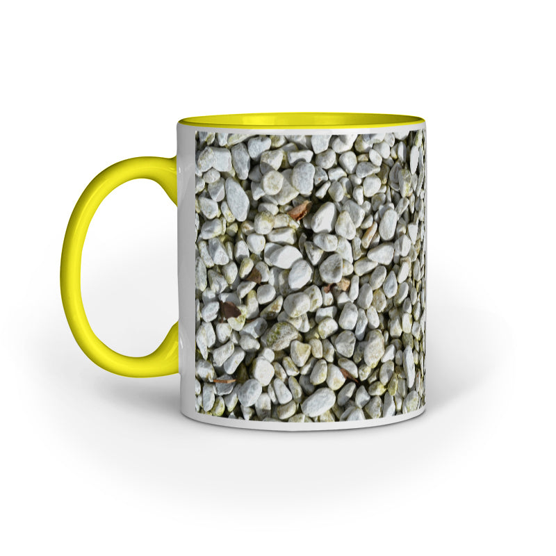 Elegant Black Rocks Abstract Design Printed Mug: Minimalist Charm