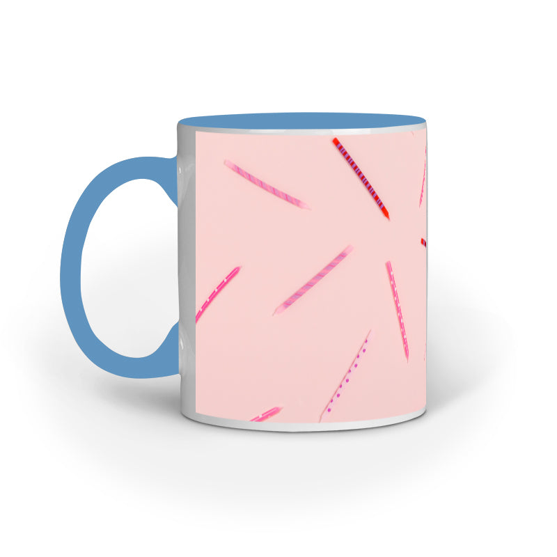 Vibrant Pink Pens Abstract Design Printed Mug: Creative Inspiration