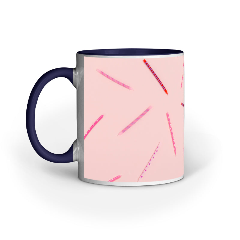 Vibrant Pink Pens Abstract Design Printed Mug: Creative Inspiration
