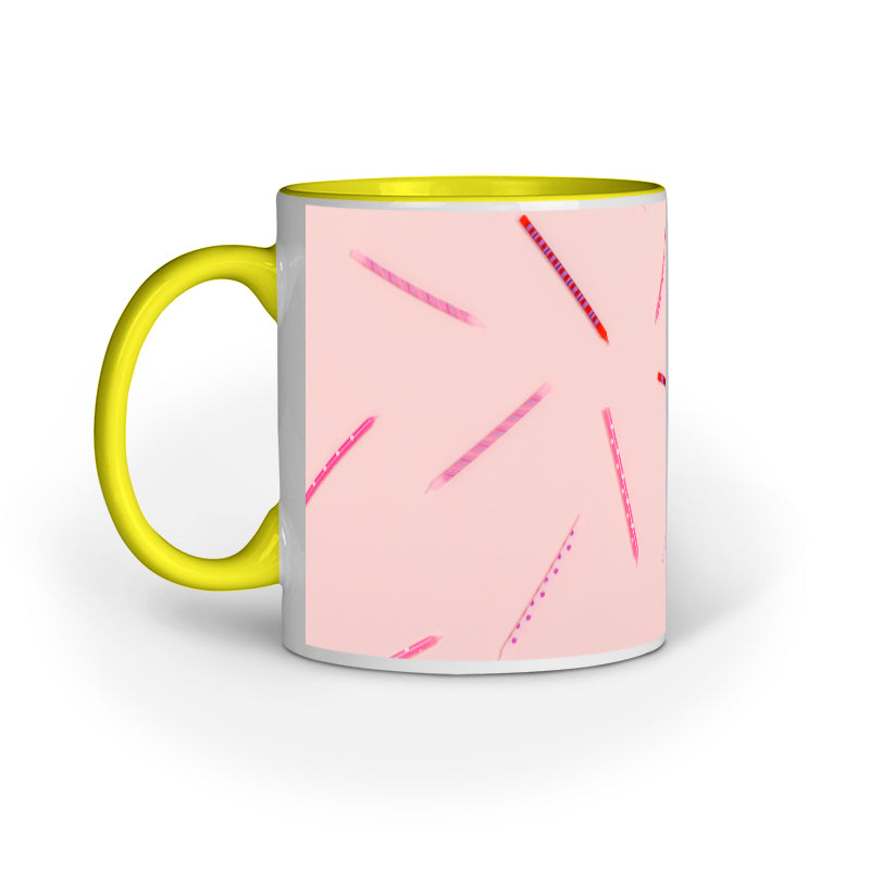 Vibrant Pink Pens Abstract Design Printed Mug: Creative Inspiration