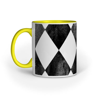 Contrast Rhombus Mug: Black and White Geometric Design