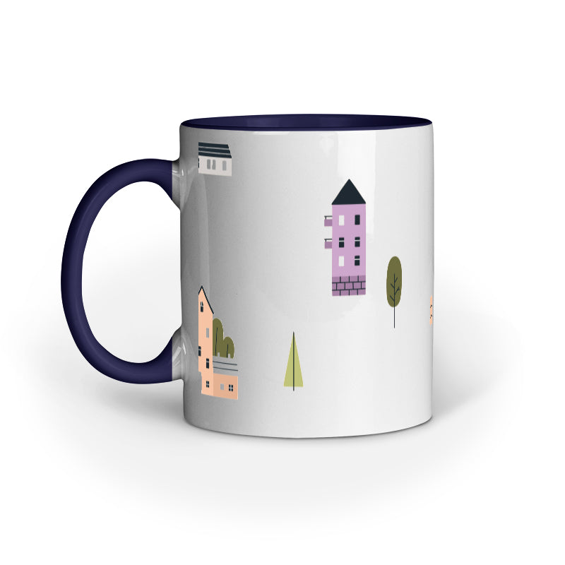 Scenic Houses and Trees Mug: Nature's Tranquility in Your Hands