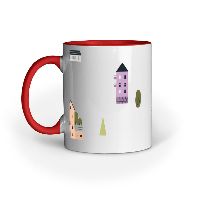 Scenic Houses and Trees Mug: Nature's Tranquility in Your Hands