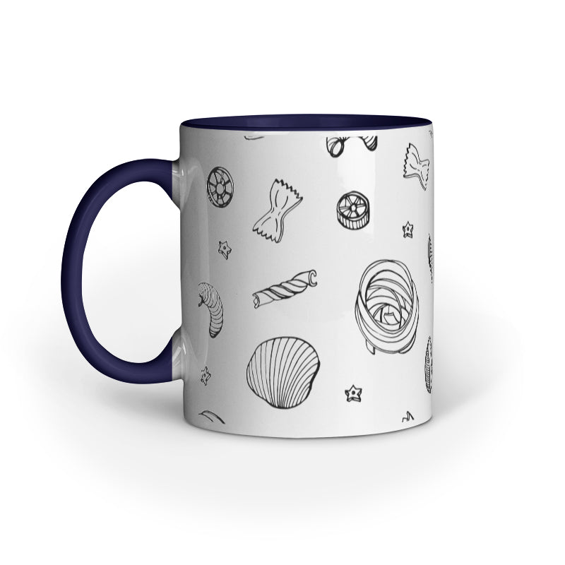 Pasta Shapes Line Drawing Printed Mugs