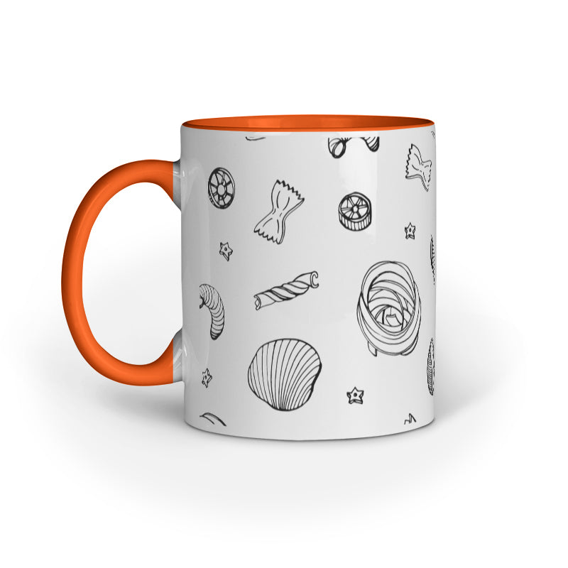 Pasta Shapes Line Drawing Printed Mugs