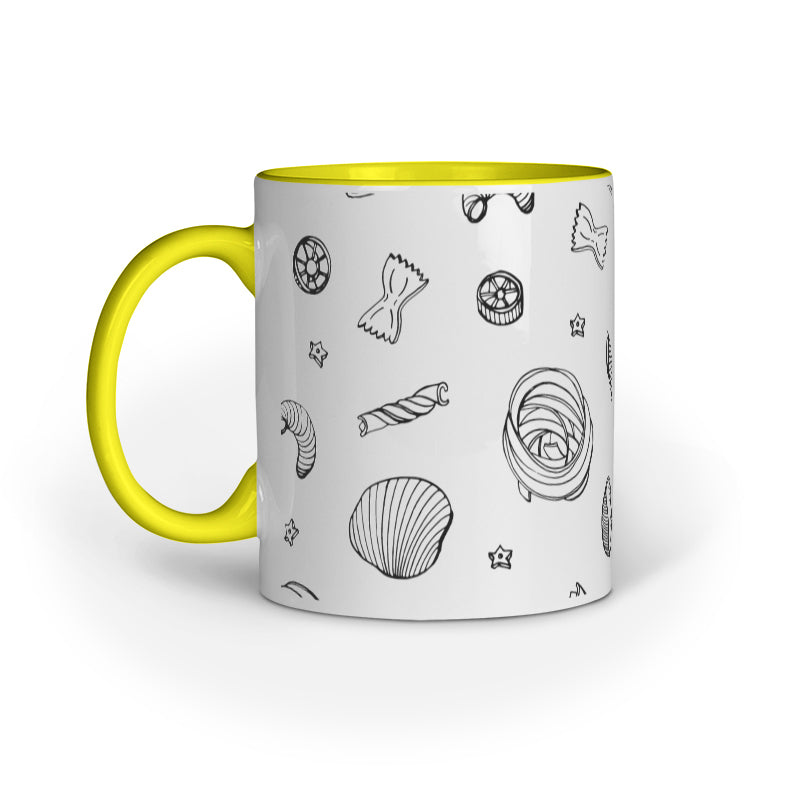 Pasta Shapes Line Drawing Printed Mugs