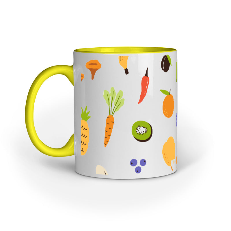 Farm to Table Mug: Vibrant Vegetables, Fresh Fish, and Cheesy Delights