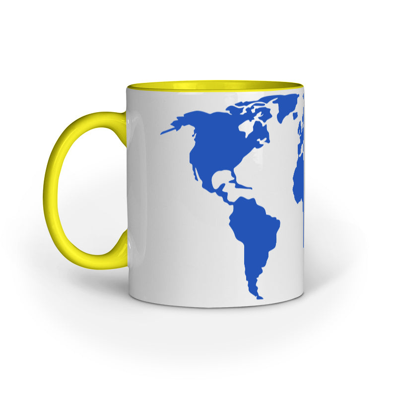 Blue World Map Design Mug: Explore and Sip in Style