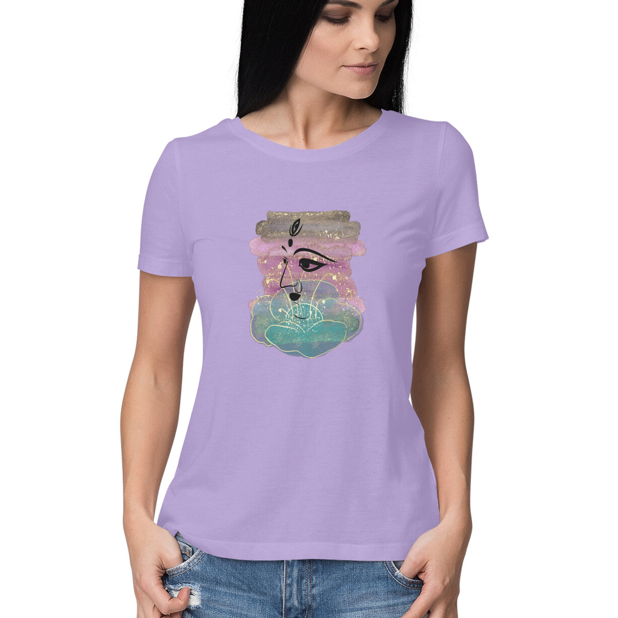 Omnipresent Goddess Durga Women's T-Shirt - Across 3 Realms Design