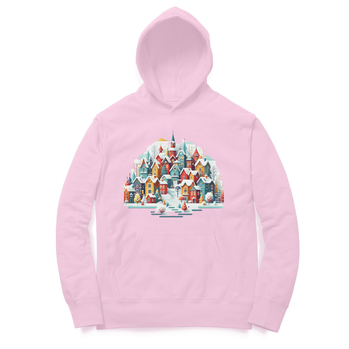 Snowy Village Men's Printed Winter Hoody