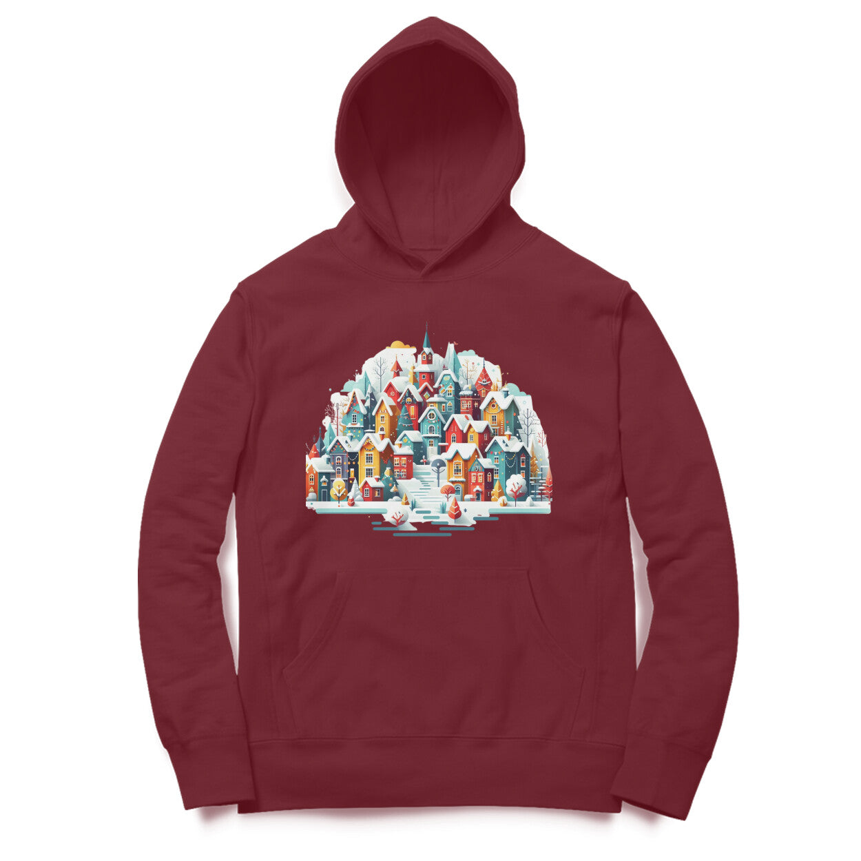 Snowy Village Men's Printed Winter Hoody