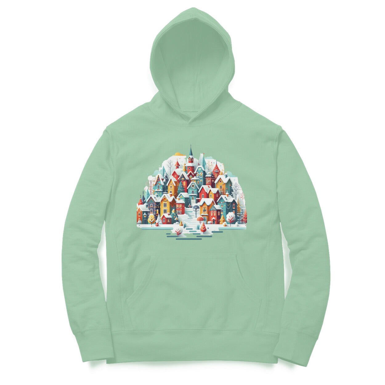 Snowy Village Men's Printed Winter Hoody