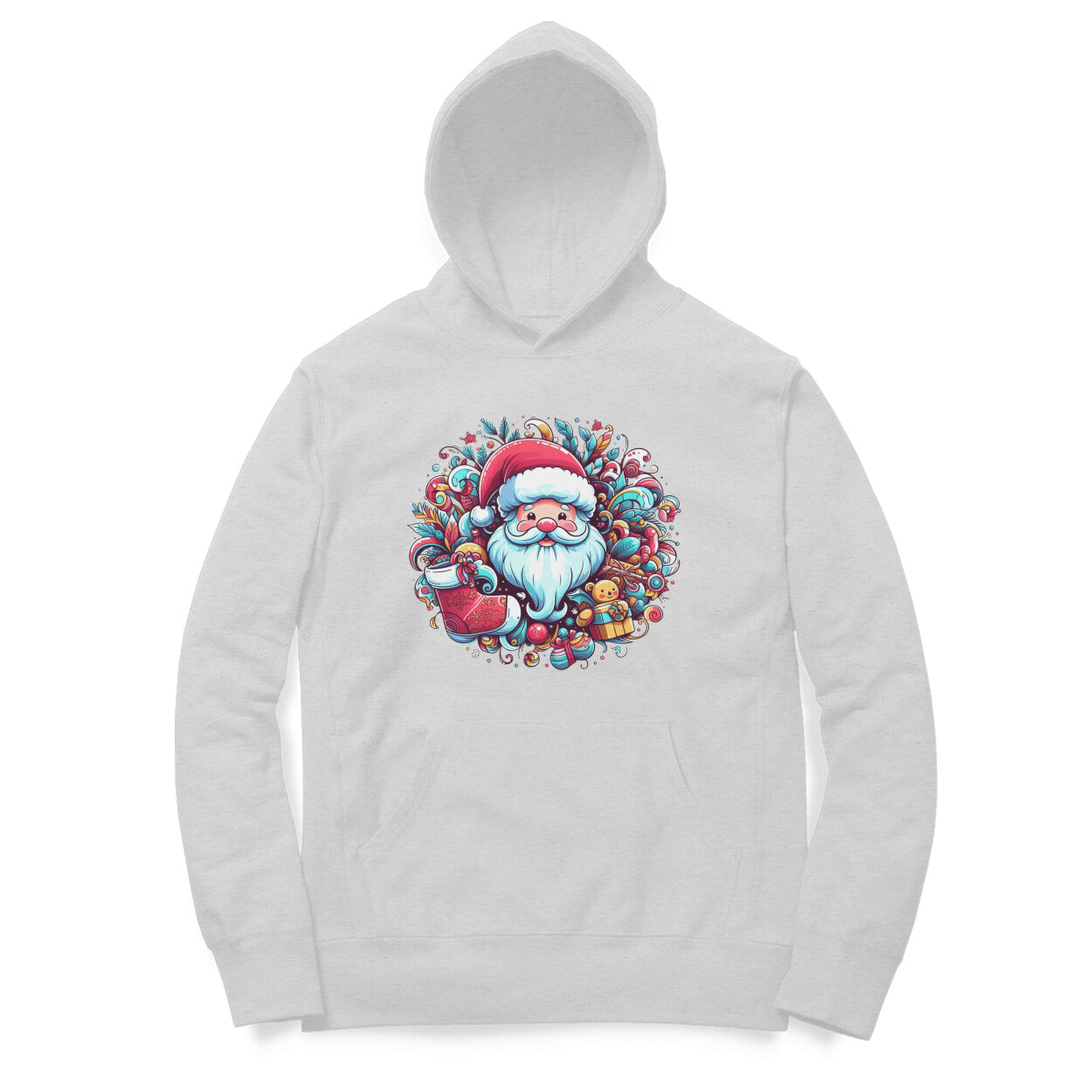 Santa's Wreath Unisex Printed Hoodie - Festive Holiday Comfort