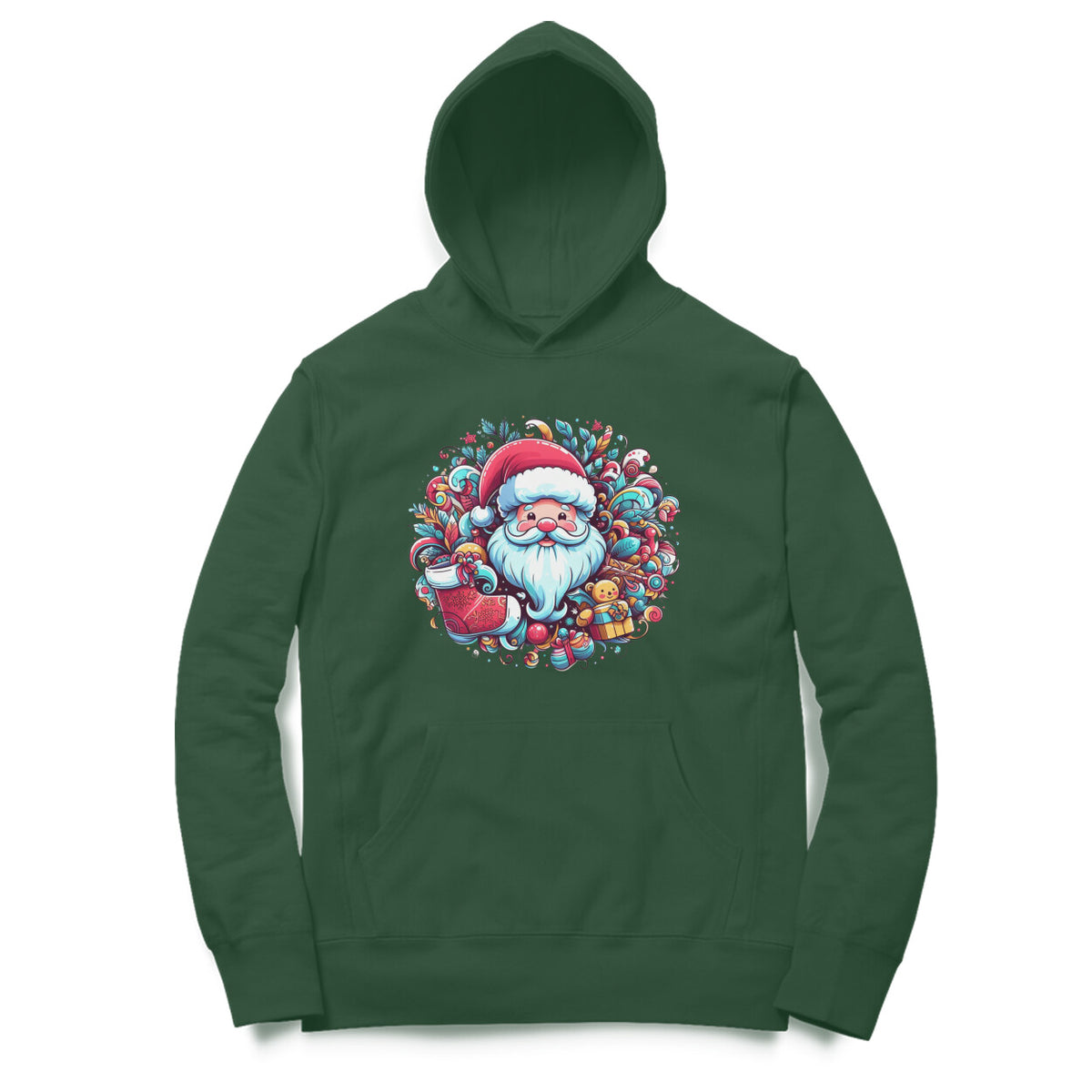 Santa's Wreath Unisex Printed Hoodie - Festive Holiday Comfort