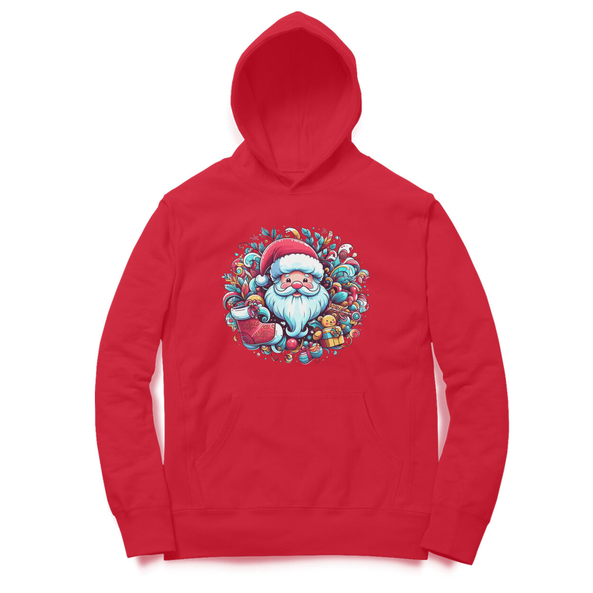 Santa's Wreath Unisex Printed Hoodie - Festive Holiday Comfort