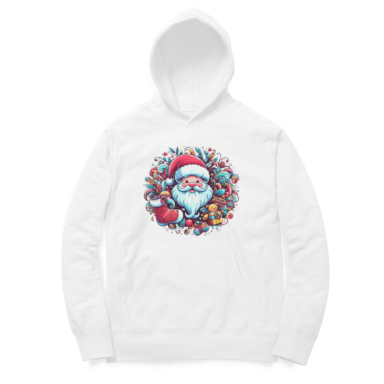 Santa's Wreath Unisex Printed Hoodie - Festive Holiday Comfort