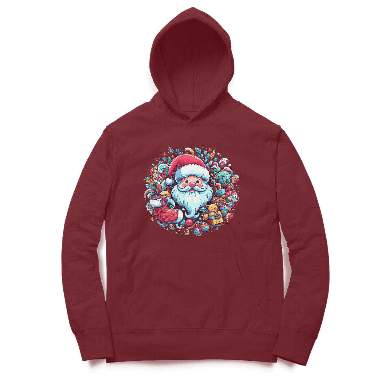 Santa's Wreath Unisex Printed Hoodie - Festive Holiday Comfort