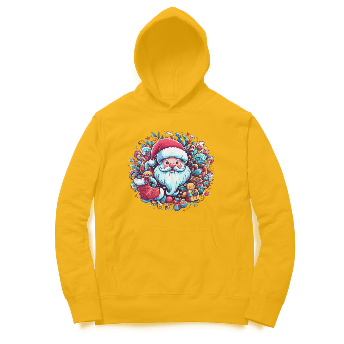 Santa's Wreath Unisex Printed Hoodie - Festive Holiday Comfort