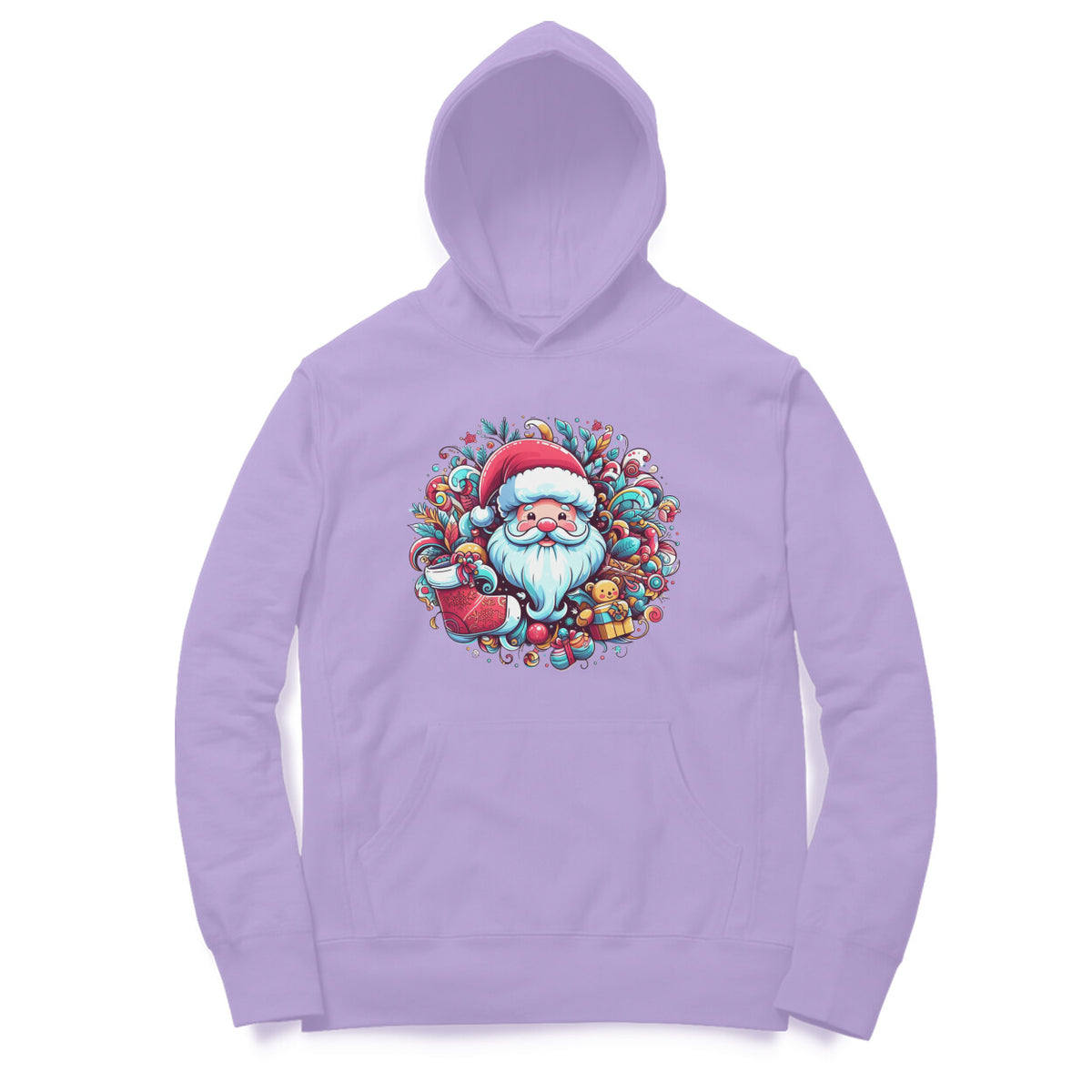 Santa's Wreath Unisex Printed Hoodie - Festive Holiday Comfort