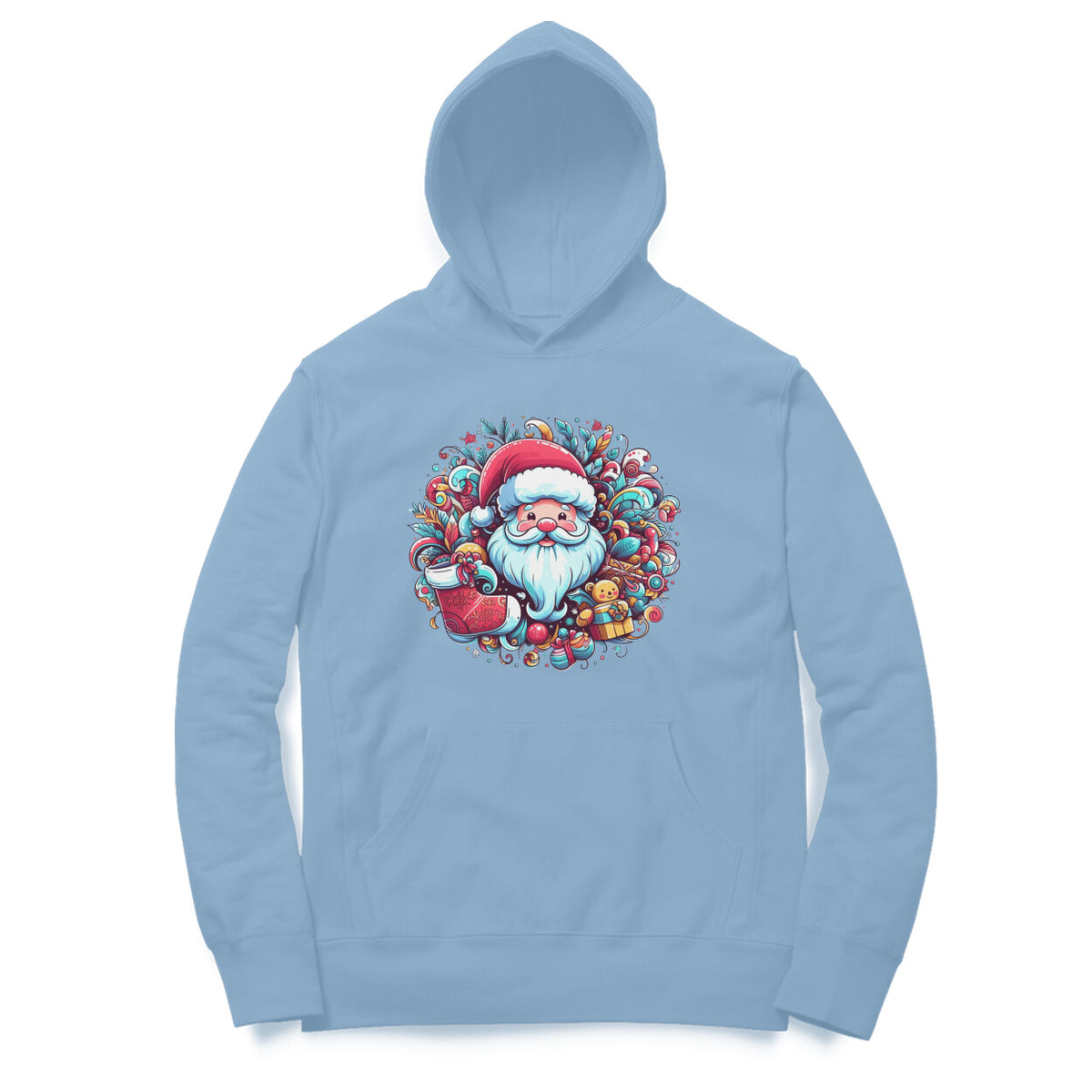 Santa's Wreath Unisex Printed Hoodie - Festive Holiday Comfort