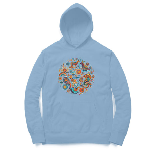 Festive Kaleidoscope: Unisex Christmas Baubles Printed Crop Hoody