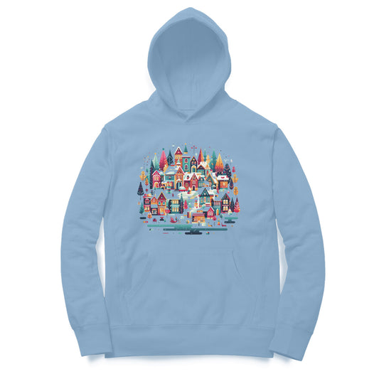 Winter Village Men's Printed Hoodie - Frosty Tranquility Edition