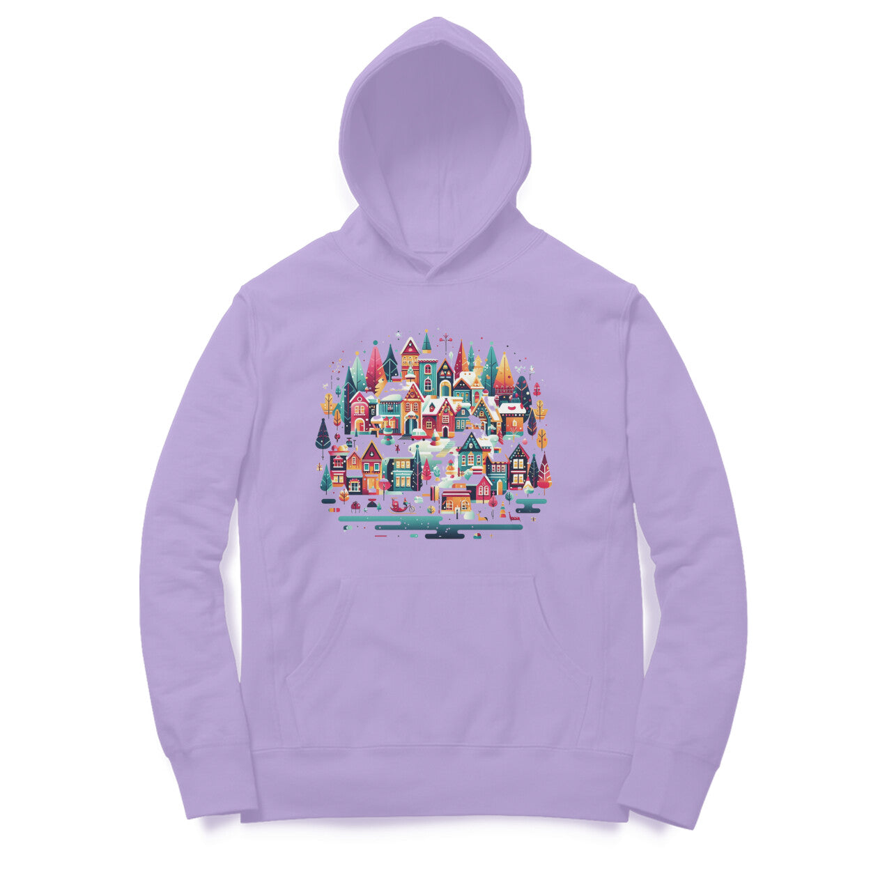 Winter Village Men's Printed Hoodie - Frosty Tranquility Edition