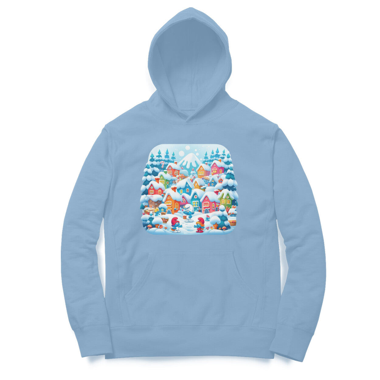Winter Wonderland Men's Hooded Sweatshirt - Smurf Village Magic