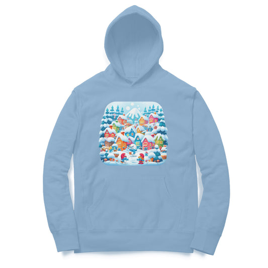 Winter Wonderland Men's Hooded Sweatshirt - Smurf Village Magic