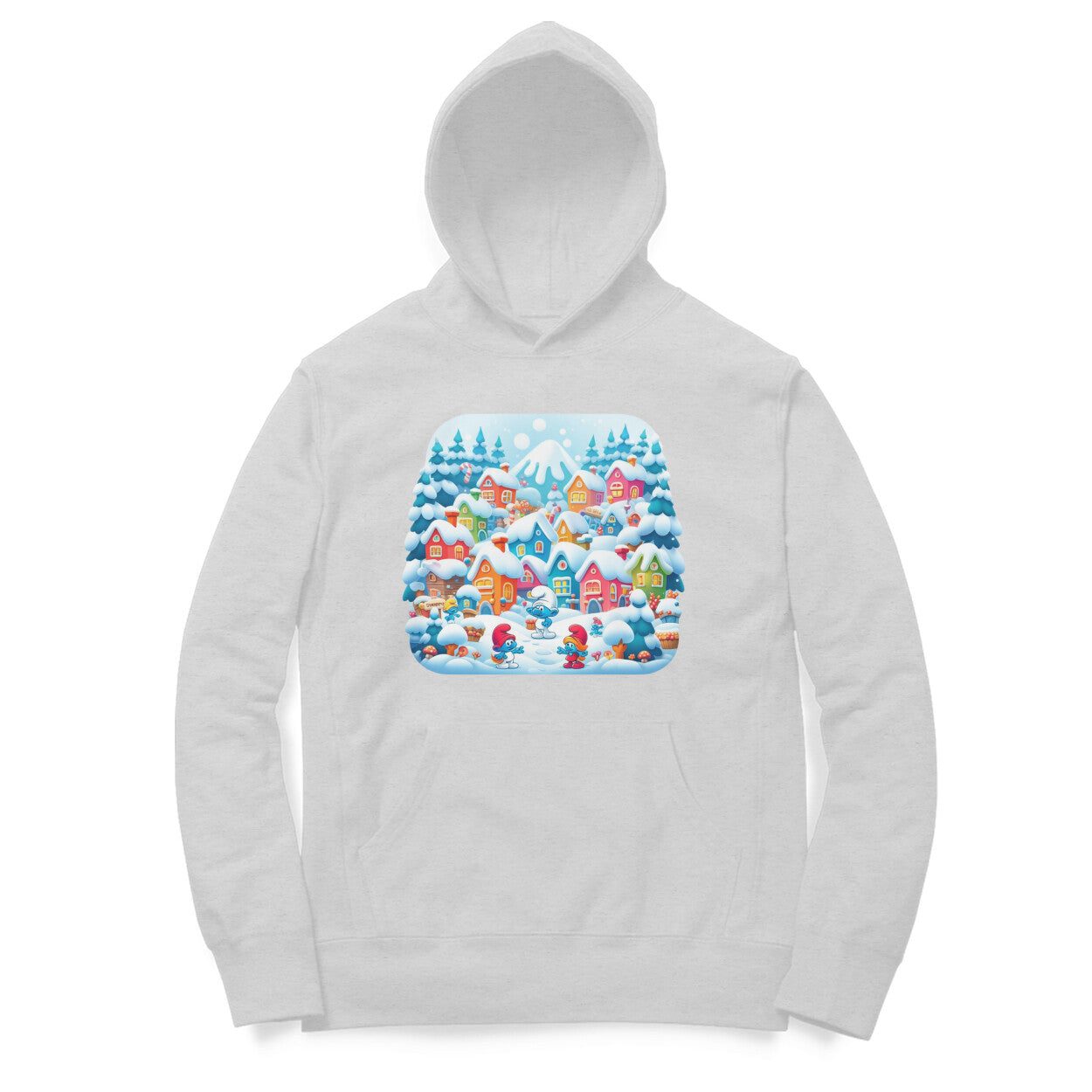 Winter Wonderland Men's Hooded Sweatshirt - Smurf Village Magic