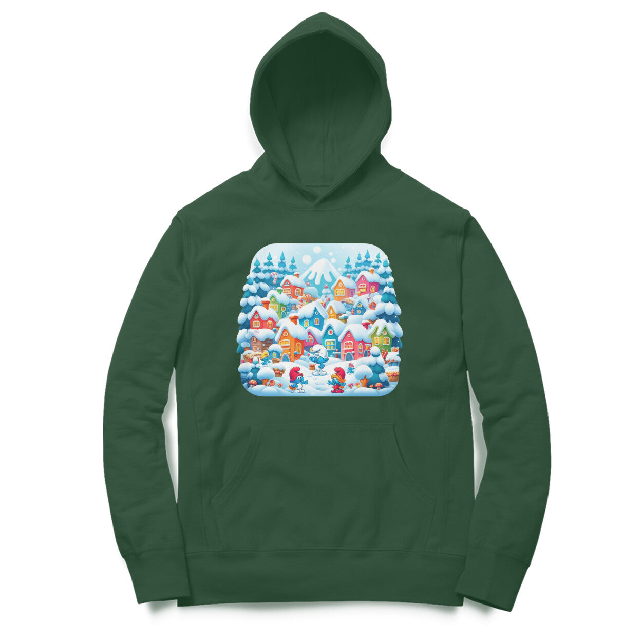 Winter Wonderland Men's Hooded Sweatshirt - Smurf Village Magic