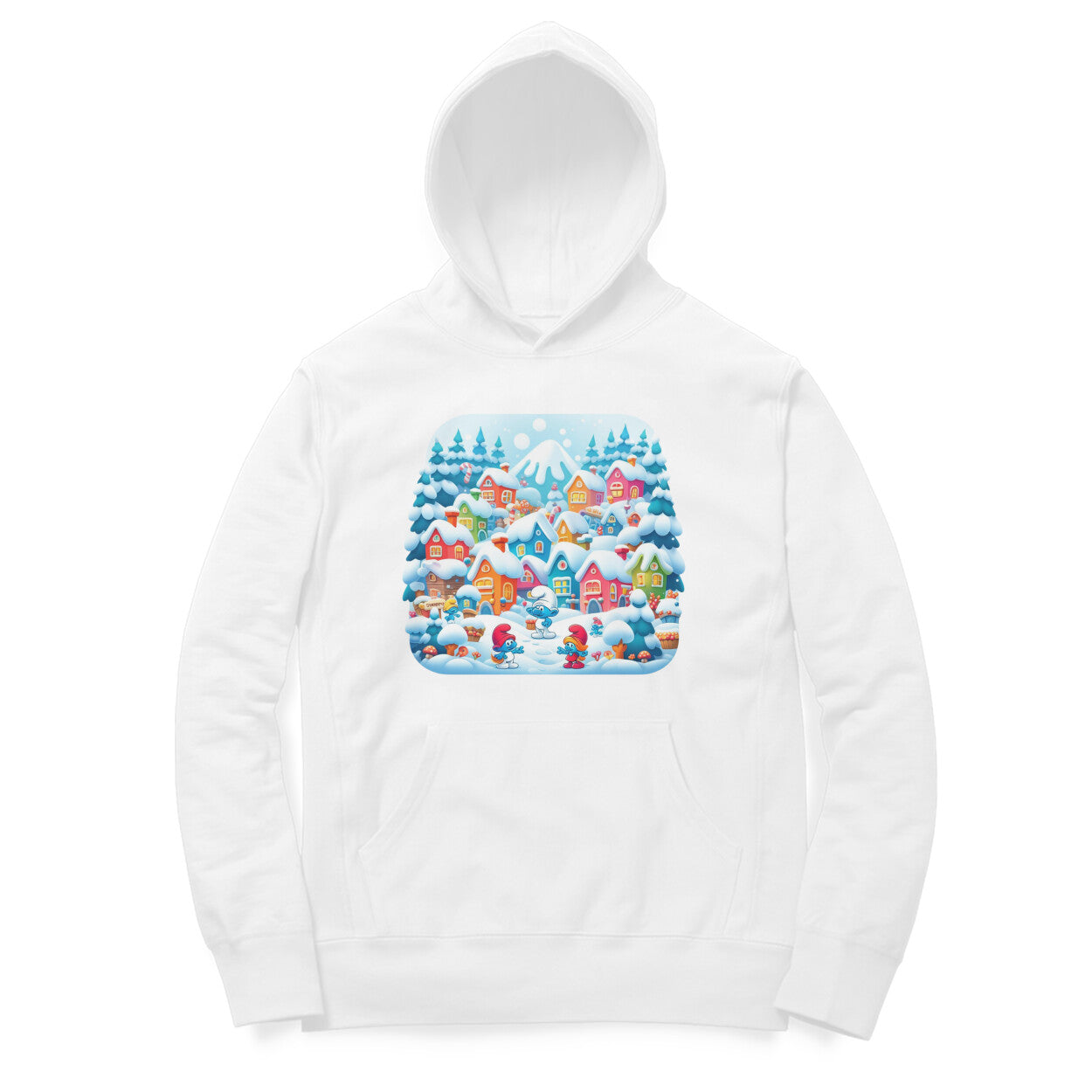 Winter Wonderland Men's Hooded Sweatshirt - Smurf Village Magic