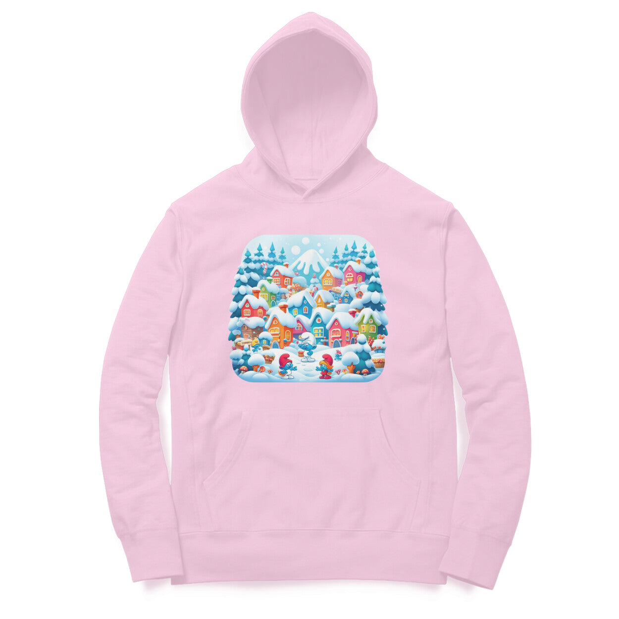 Winter Wonderland Men's Hooded Sweatshirt - Smurf Village Magic