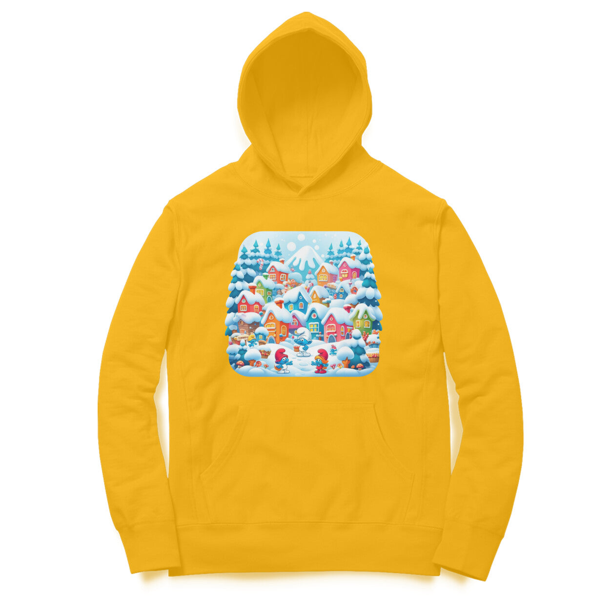 Winter Wonderland Men's Hooded Sweatshirt - Smurf Village Magic