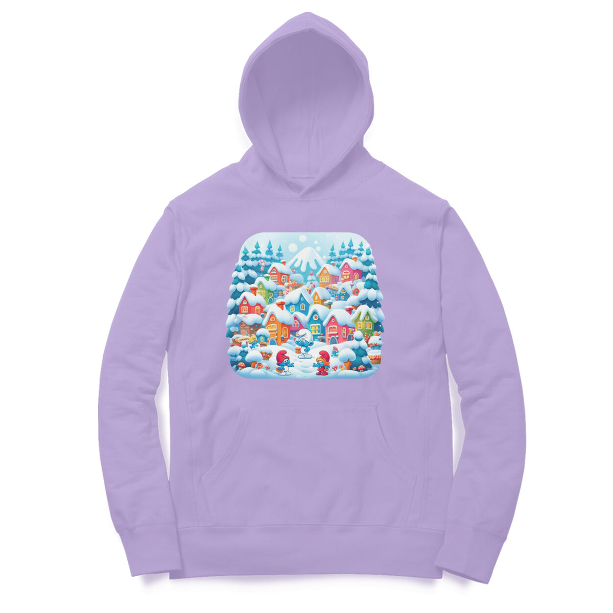 Winter Wonderland Men's Hooded Sweatshirt - Smurf Village Magic
