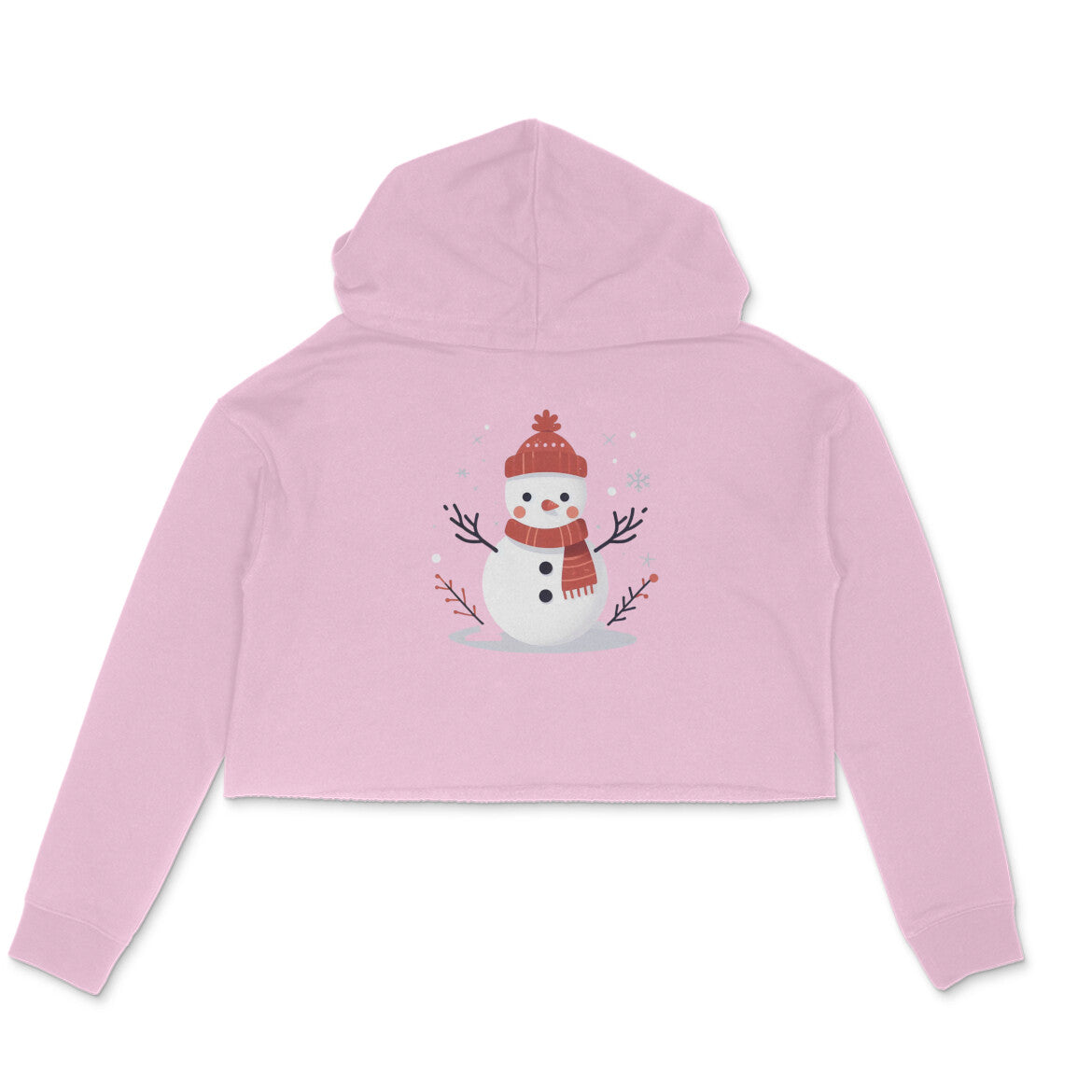 Winter Whimsy: Women's Snowman Printed Crop Hoody