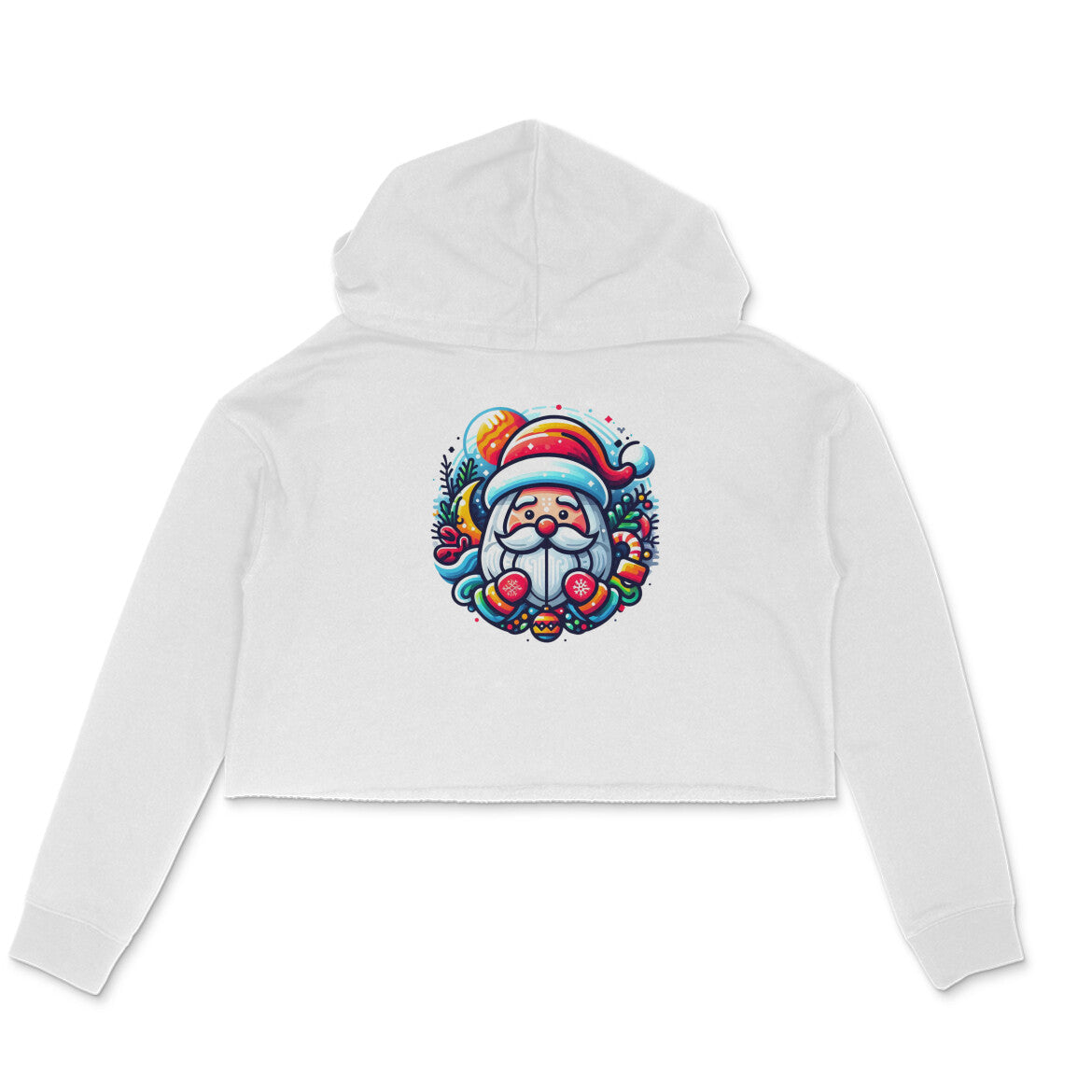 Festive Charm: Women's Santa Claus Printed Crop Hoody
