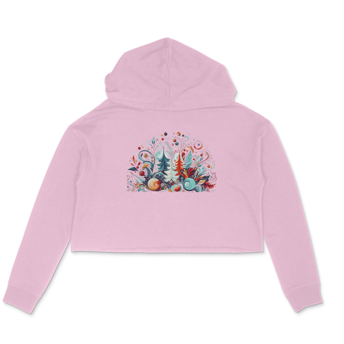 Festive Elegance: Women's Christmas Decoration Printed Crop Hoody