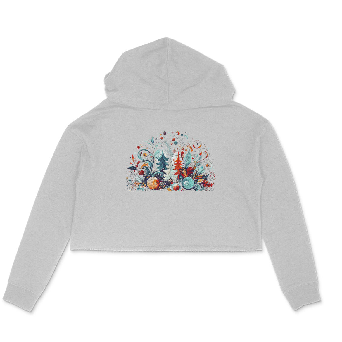 Festive Elegance: Women's Christmas Decoration Printed Crop Hoody