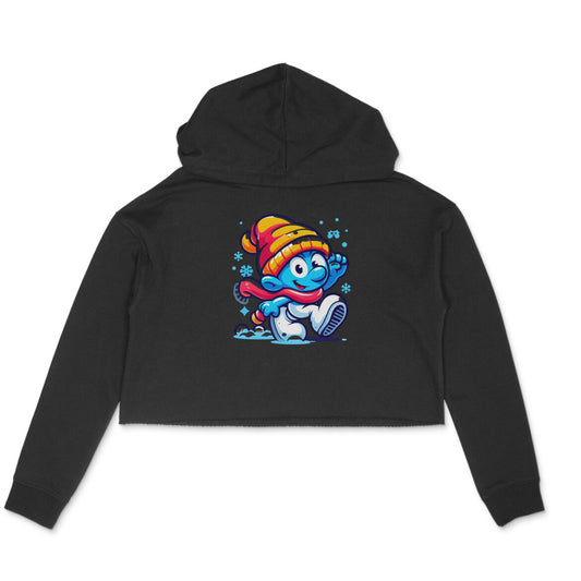 Festive Smurf: Women's Christmas Printed Crop Hoody